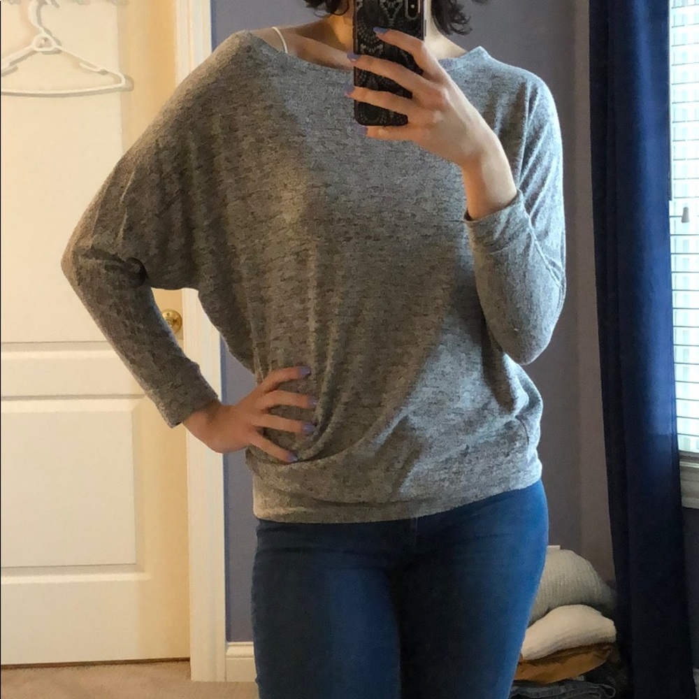 Scoop Neck Gray Sweater